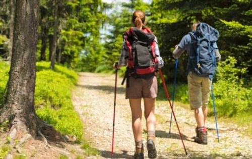 Benefits of Hiking For Weight Loss for Two hiking people on the trails.