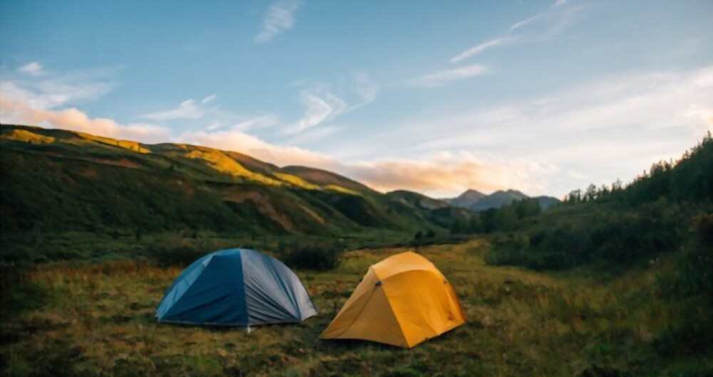 Backpacking tent and sleepbagsfor night camping